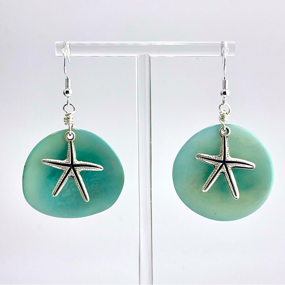 TAGUA EARRINGS Starfish Tagua colorful unique beach ocean statement gift nwt